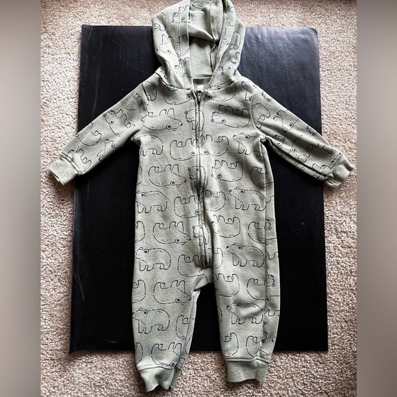 Infant baby 9M Carter’s green zip up jumpsuit - Picture 6 of 6